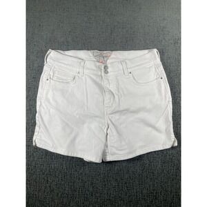 Levi's Womens White Denim Shorts Mid Rise Double Button Size 14 Stretch